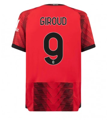 Lacne Muži Futbalové dres AC Milan Olivier Giroud #9 2023-24 Krátky Rukáv - Domáci